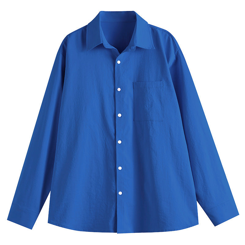 Women's Korean Style Loose Shirt Long Sleeve Pure Blouse