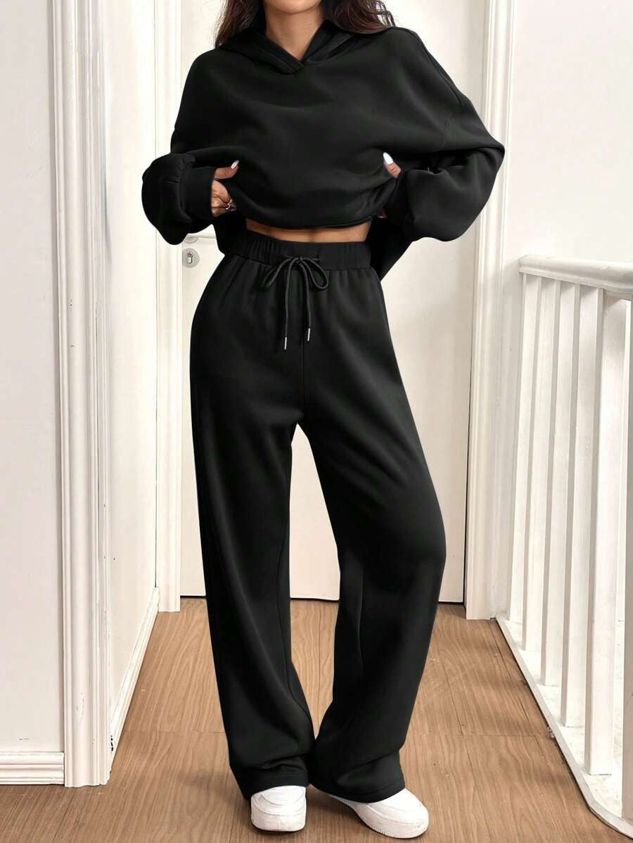 Women's Leisure Warm Hooded Sports Long Winter Fashion Casual Suit