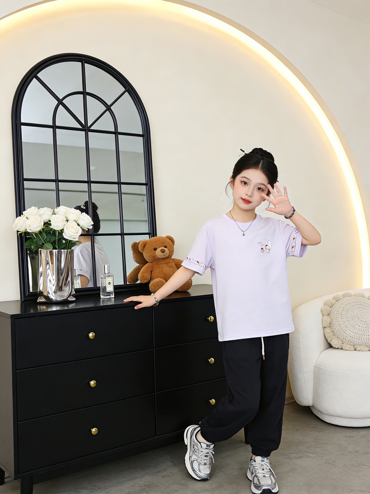 Yellow Duck Summer Short Sleeve Middle Big Cartoon Round Neck Children's T-shirt