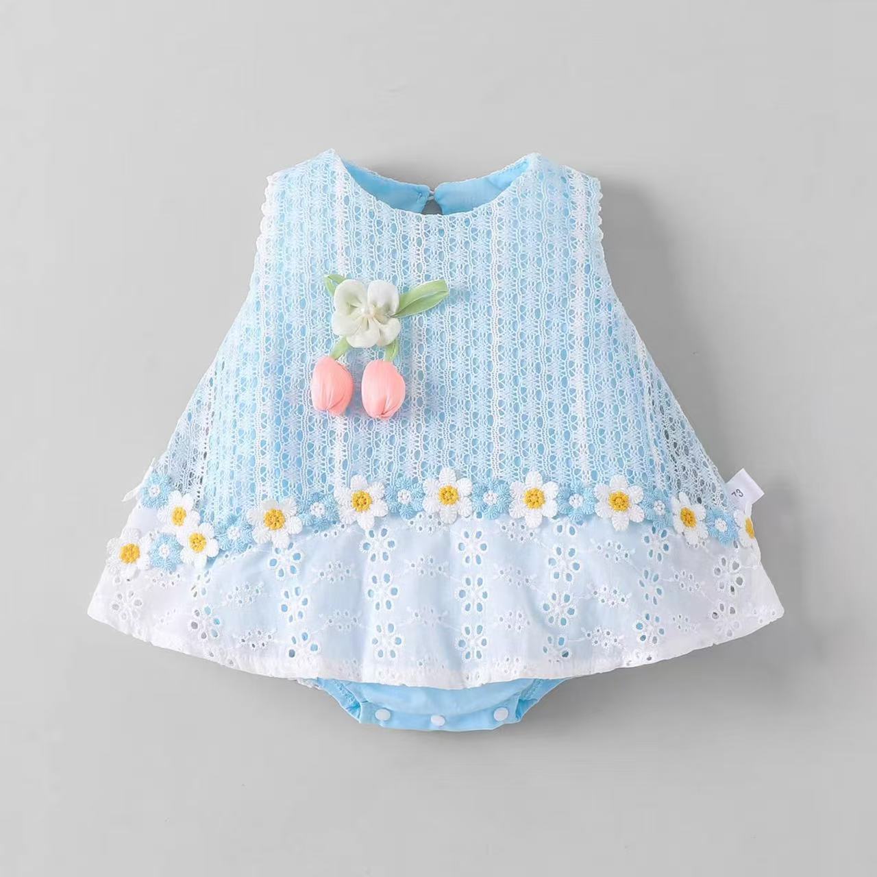 Children's Clothing Infant Summer Flower Cutout One-piece Thin Princess Rompers Jumpsuit, Climbing Suit