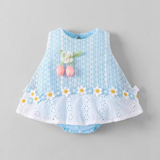 Children's Clothing Infant Summer Flower Cutout One-piece Thin Princess Rompers Jumpsuit, Climbing Suit