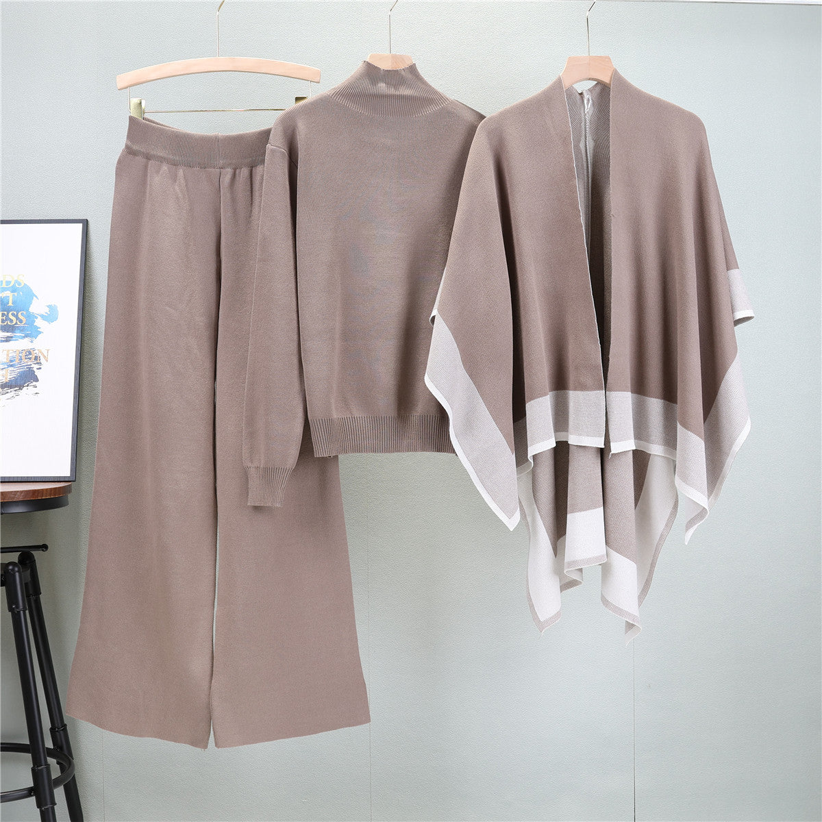 Women's Shawl Knitted Loose Three-piece Set For Fashion Casual Suit