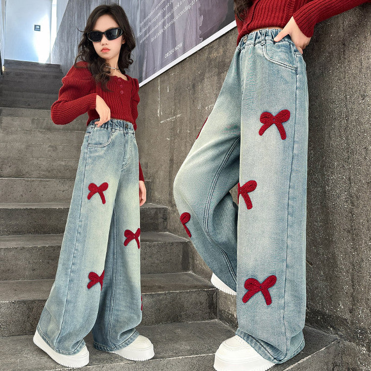Children's Jeans Spring Medium Large Long Children's Pants