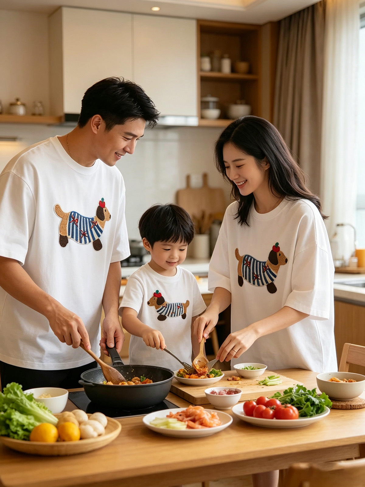 Summer Matching Sausage Dog Cotton Short-sleeved T-shirt For The Whole Parent-child Outfit