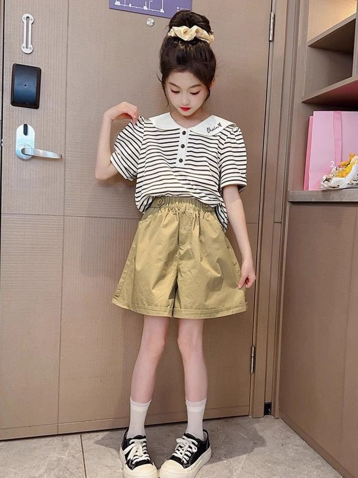 Children's Summer Peter Pan Collar Short Sleeve Western Style Children's Suit