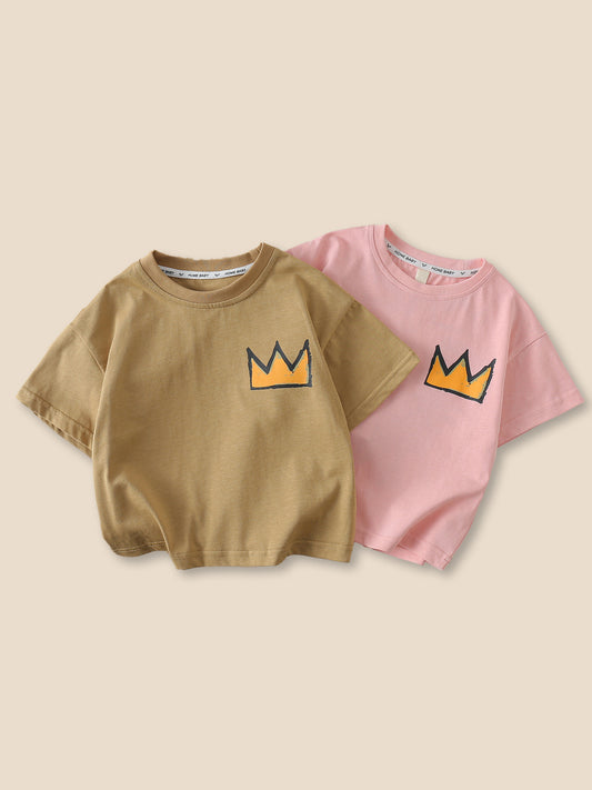 Children's Summer Short Sleeve Printed Top Handsome Fried Children's T-shirt