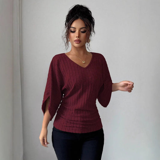 Women's Fashion Casual Batwing Sleeve Knitted Tops
