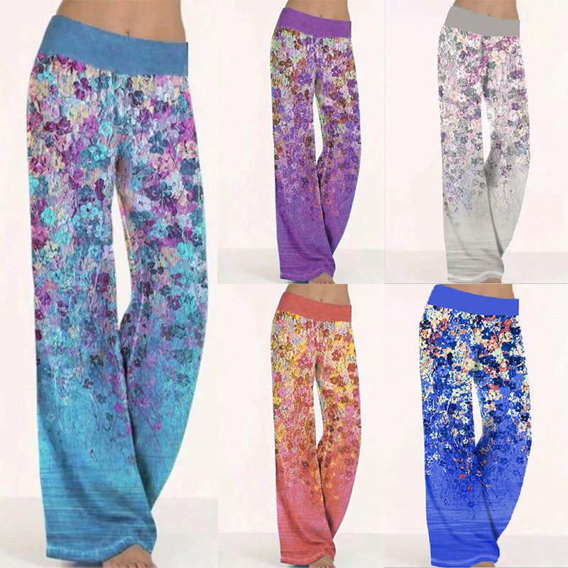 Women's Loose Positioning Printed Yoga Sports Trousers Casual Pants