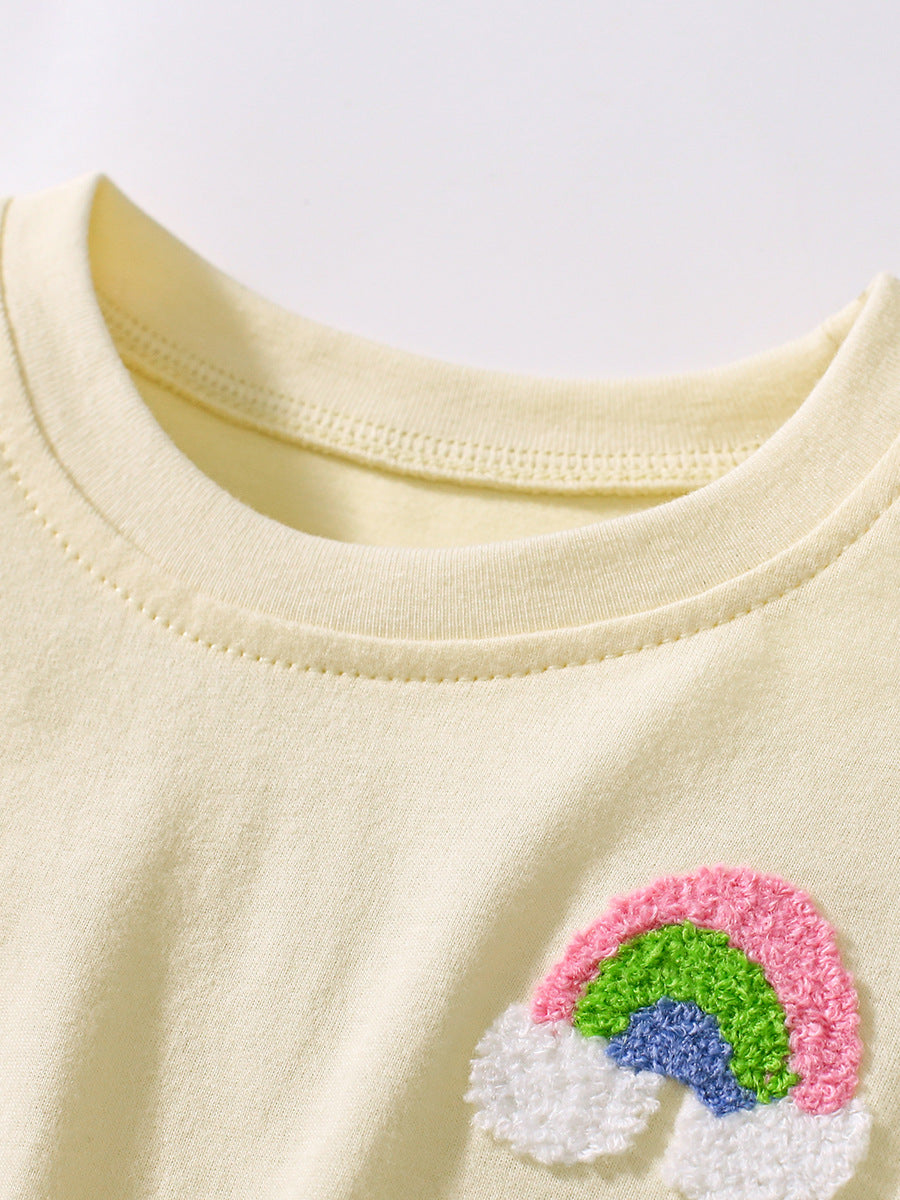 Children's Cute Ruffle Sleeve Cotton Skirt Summer Children's Dress
