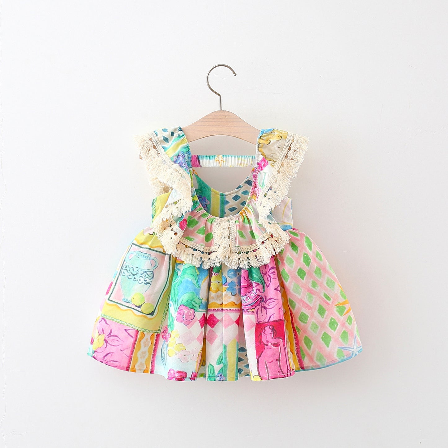 Collar Chiffon Korean Style Large Lapel Oil Children's Dress