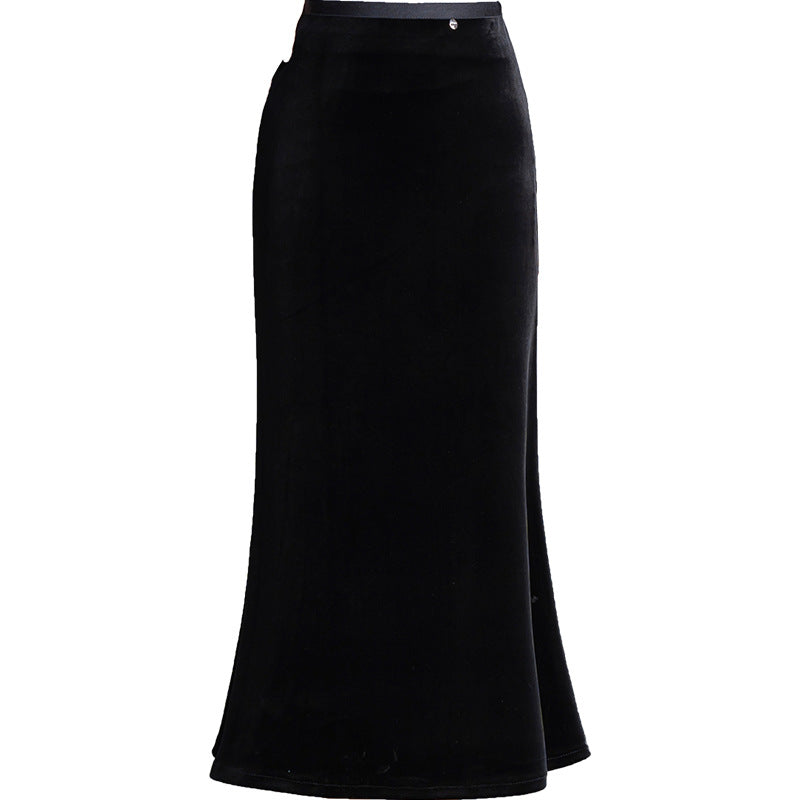 Women's Gold Veet Sheath Elegant One-step Slimming Fishtail Mid-length Skirt
