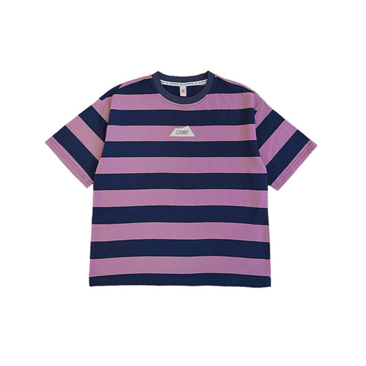 Children's Summer Striped Mountain Outdoor Style Crew Neck Children's T-shirt