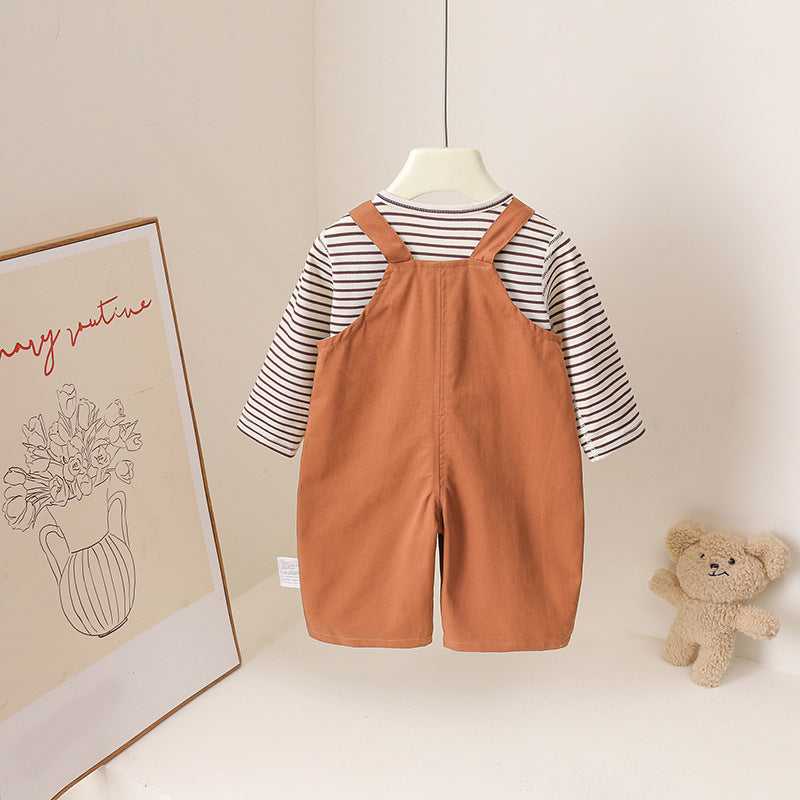 Cute Style Three-dimensional Cartoon Mi Bear Suspender Pants Western Jumpsuit, Climbing Suit