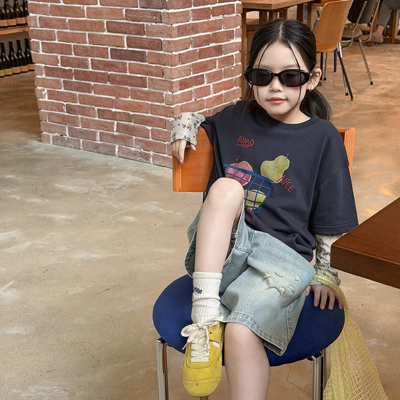 Children's Style Half Sleeve Cotton Cool Lightweight Breathable Top Cartoon Children's T-shirt