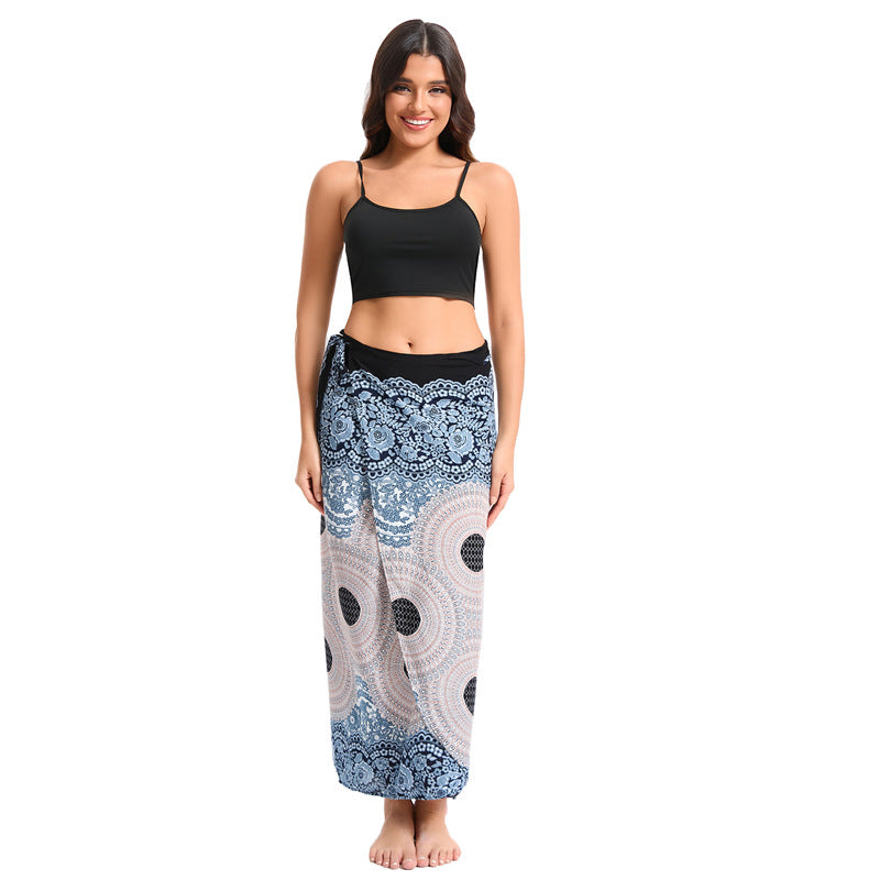One-piece Casual Sarong Vacation Style Flower Beach Towel Slim Skirts