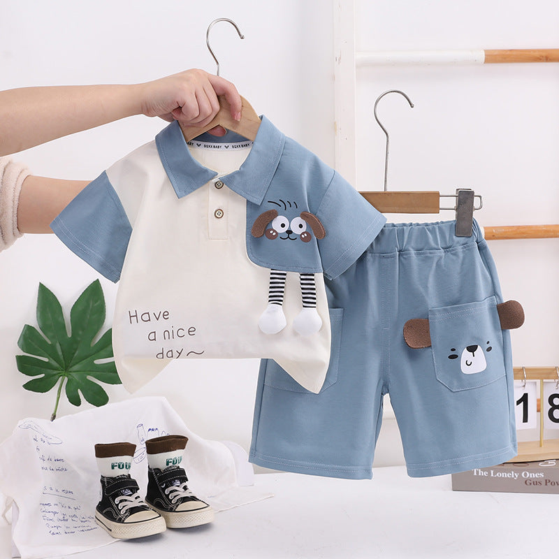 Children's Summer Cartoon Clothes For Boys Short Sleeve Two-piece Thin Children's Suit