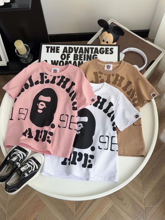 Children's Neck Fashion Casual Short-sleeved Letter Printing Korean Children's T-shirt