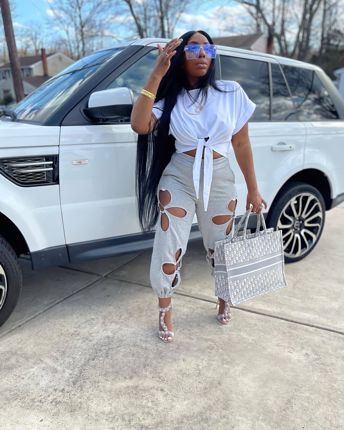 Fashion Creative Unique Women's Ripped Trousers Casual Pants
