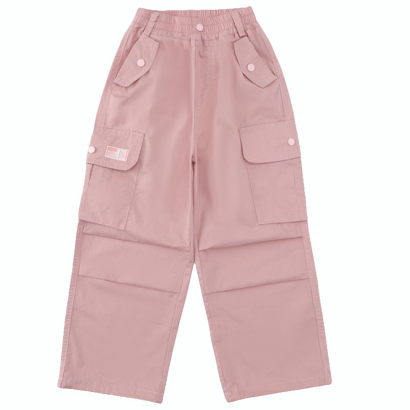 Children's Overalls Thin Casual Middle Big Summer Straight Children's Pants