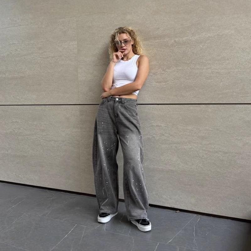 Women's High Street Hot Loose Wide Leg Women's Jeans
