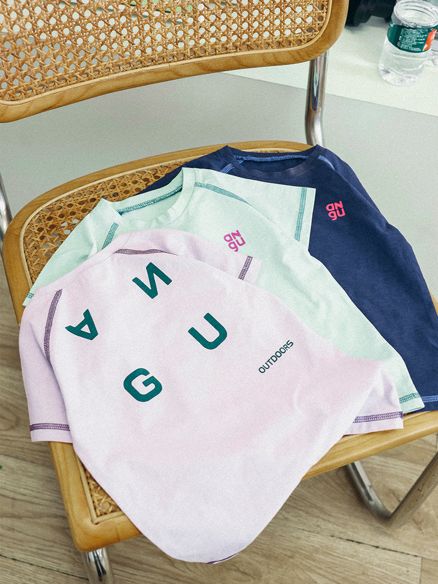 Children's Short-sleeved Summer Contrast Color Letter Half-sleeved Bright Line Children's T-shirt