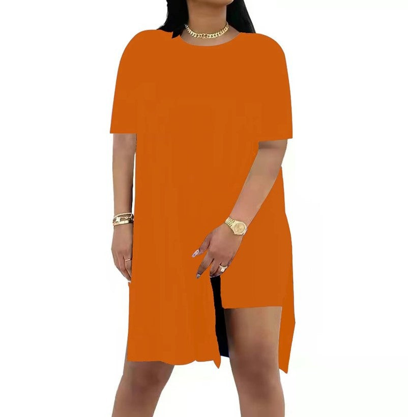 Solid Color Loose Round Neck Sleeve Two-piece Suits