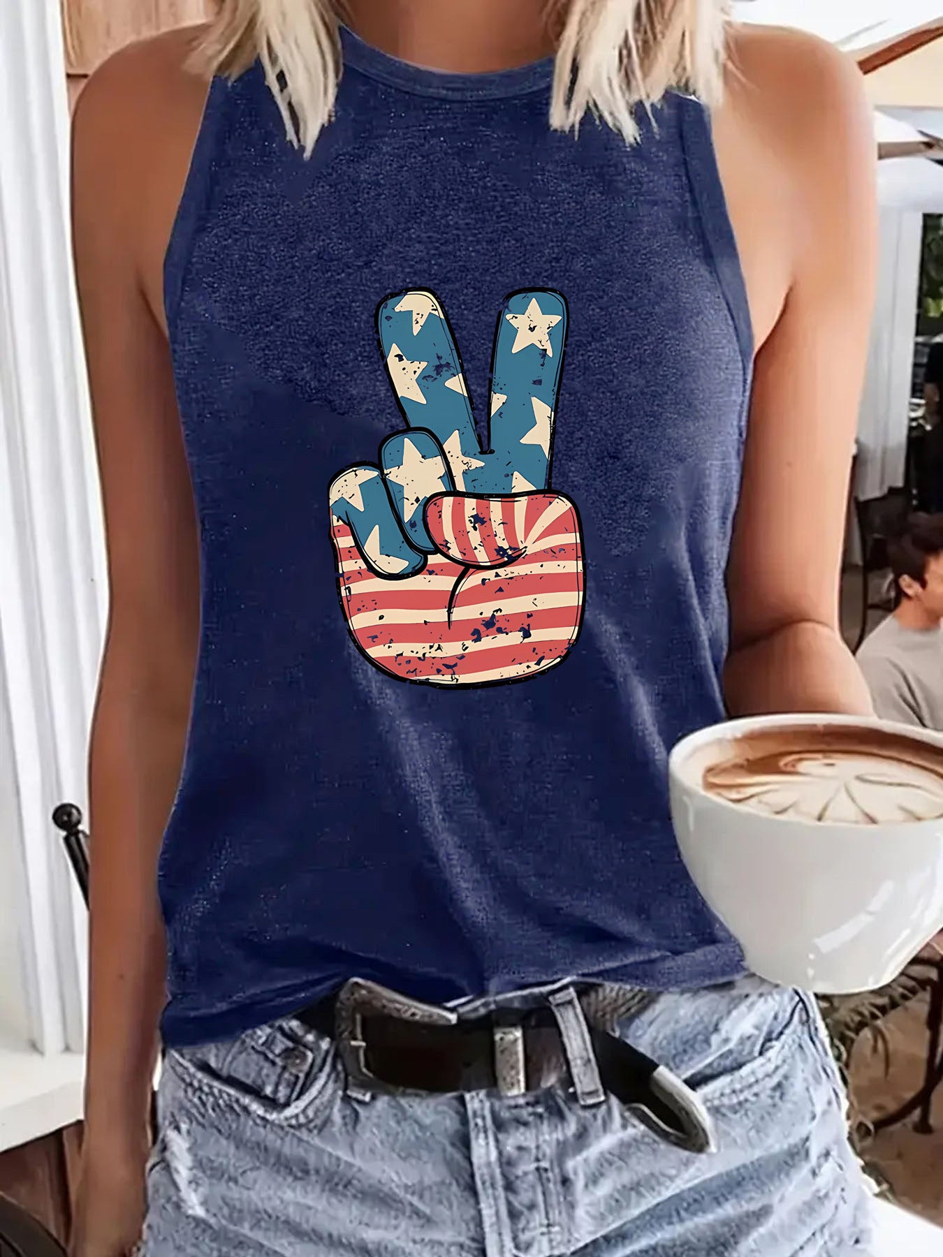 Women's Day Printed Sleeveless T-shirt Round Neck Pullover Vests