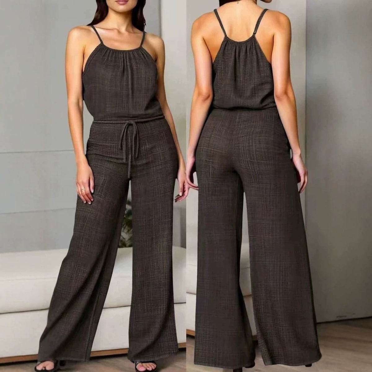 Texture Sling Cinched Drawstring Design Drape Fashion Casual Suit