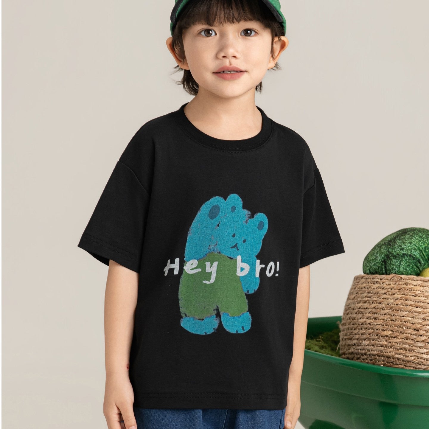 Boy's Cartoon Bear Printed Short-sleeved Summer Childlike Cute Loose Children's T-shirt
