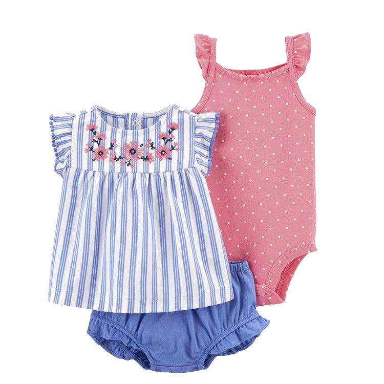 Children's Summer Clothing Short-sleeved Shorts T-shirt Three-piece Children's Suit