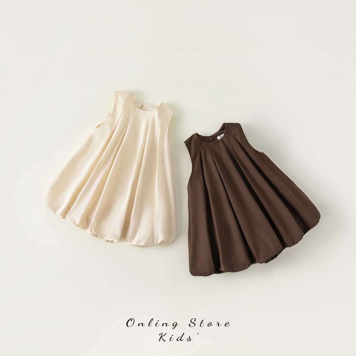 Summer Korean Simple Fresh Solid Color Puffy Children's Dress