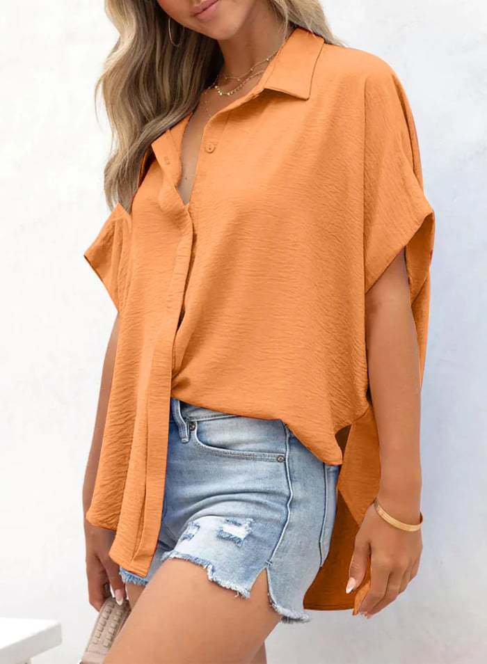Women's Summer Shirt Solid Color Casual Loose Blouse