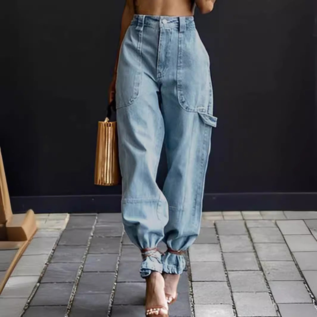 Women's American Popular Personality Street Hipster Ankle Banded Women's Jeans