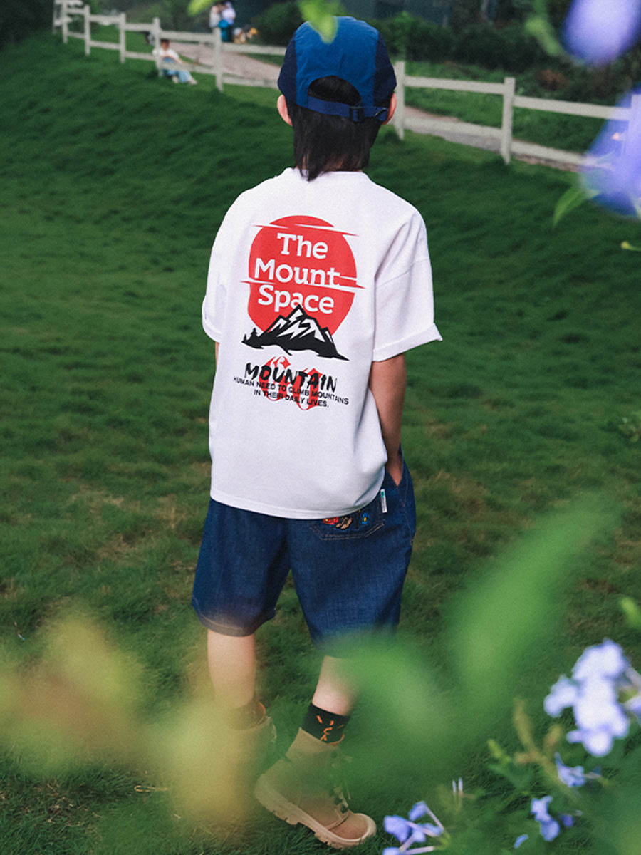 Children's Summer Breathing Printed Crew Neck Top Children's T-shirt