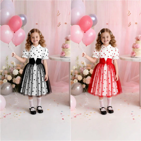 Printing Princess Dress Mesh Flying Sleeves Pettiskirt Sweet Children's Suit