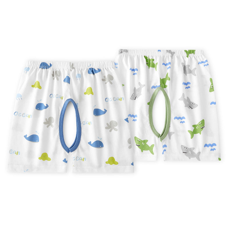 Children's Cotton Thin Summer Shorts Open Fork Children's Pants