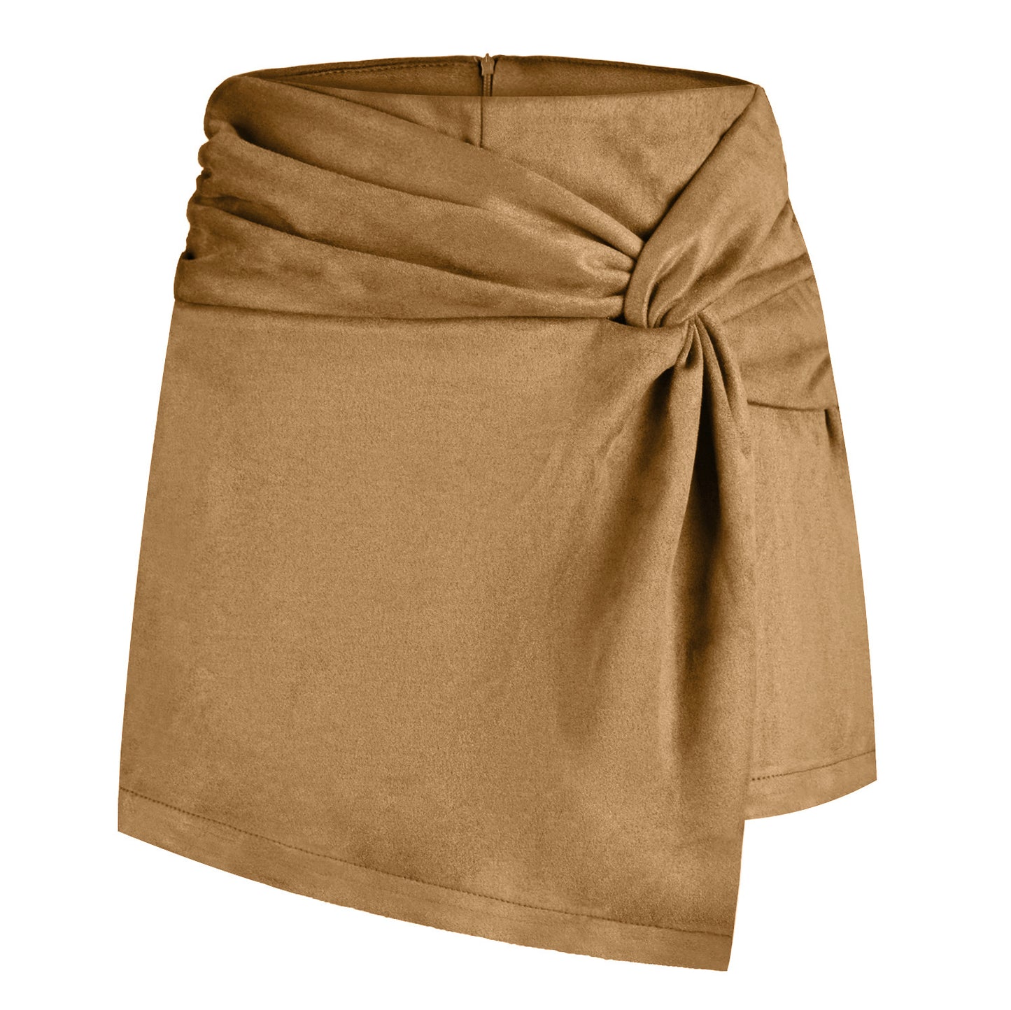 Women's Suede Kinked Heap Pleated Irregular Skirt