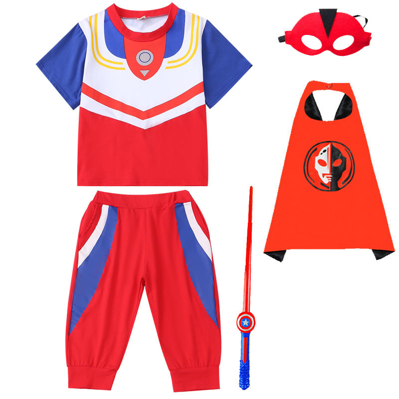 Children's Short-sleeved Cropped Pants Cloak Role-playing Stage Children's Suit