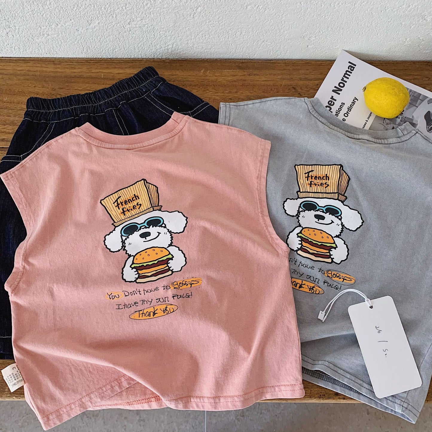 Children's Sleeveless Summer Korean Style Boys Cartoon Children's T-shirt