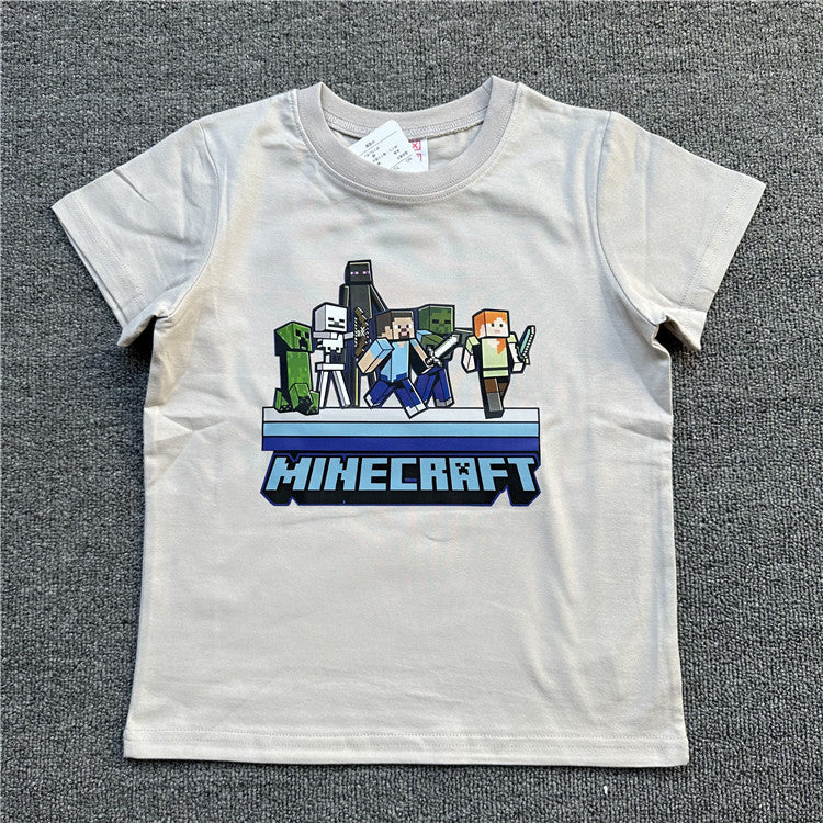Children's Daily Order Summer My World Game Theme Short-sleeved Can Match Children's T-shirt