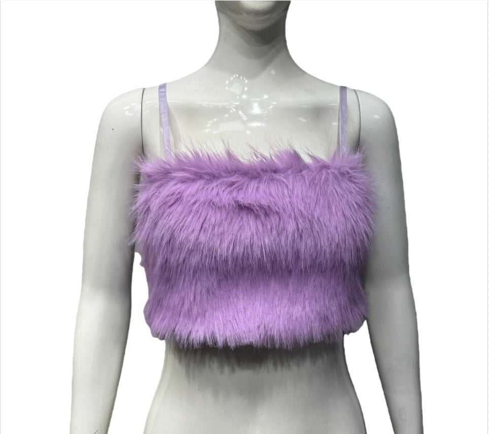 Sexy Hot Tube Solid Color Plush Small Vest/suspenders/tube Top