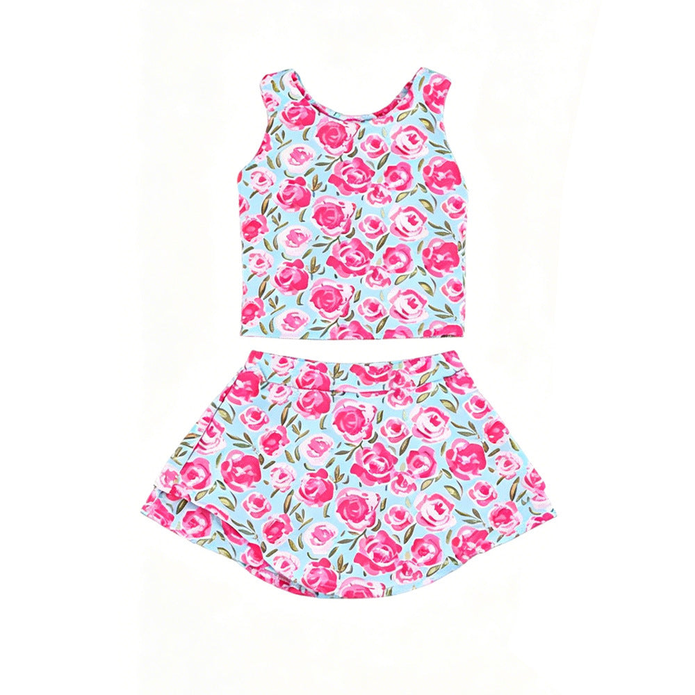 Children's Sports Tennis Skirt Printed Sleeveless Vest Clothing Summer Children's Suit