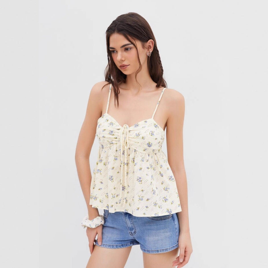 Summer Fresh Floral Width Sweet Sling Tops