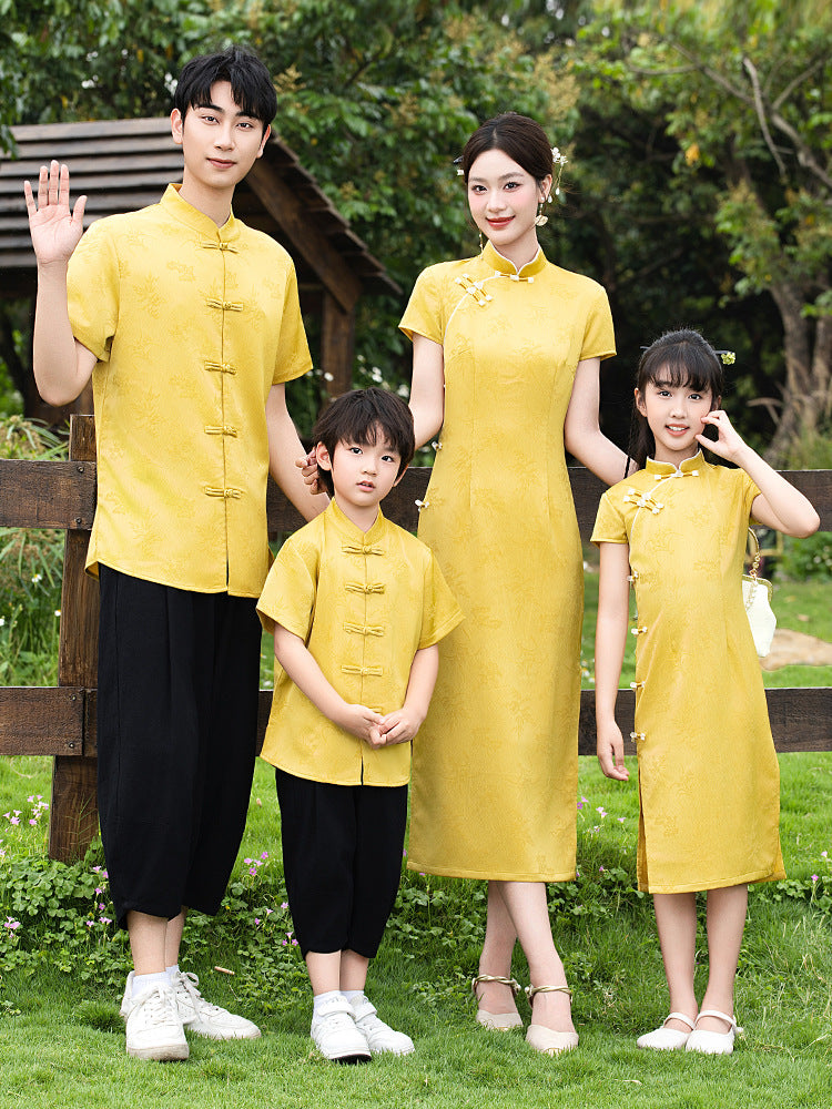 Of Three Or Four Pack Chinese Clothes Cheongsam For The Parent-child Outfit