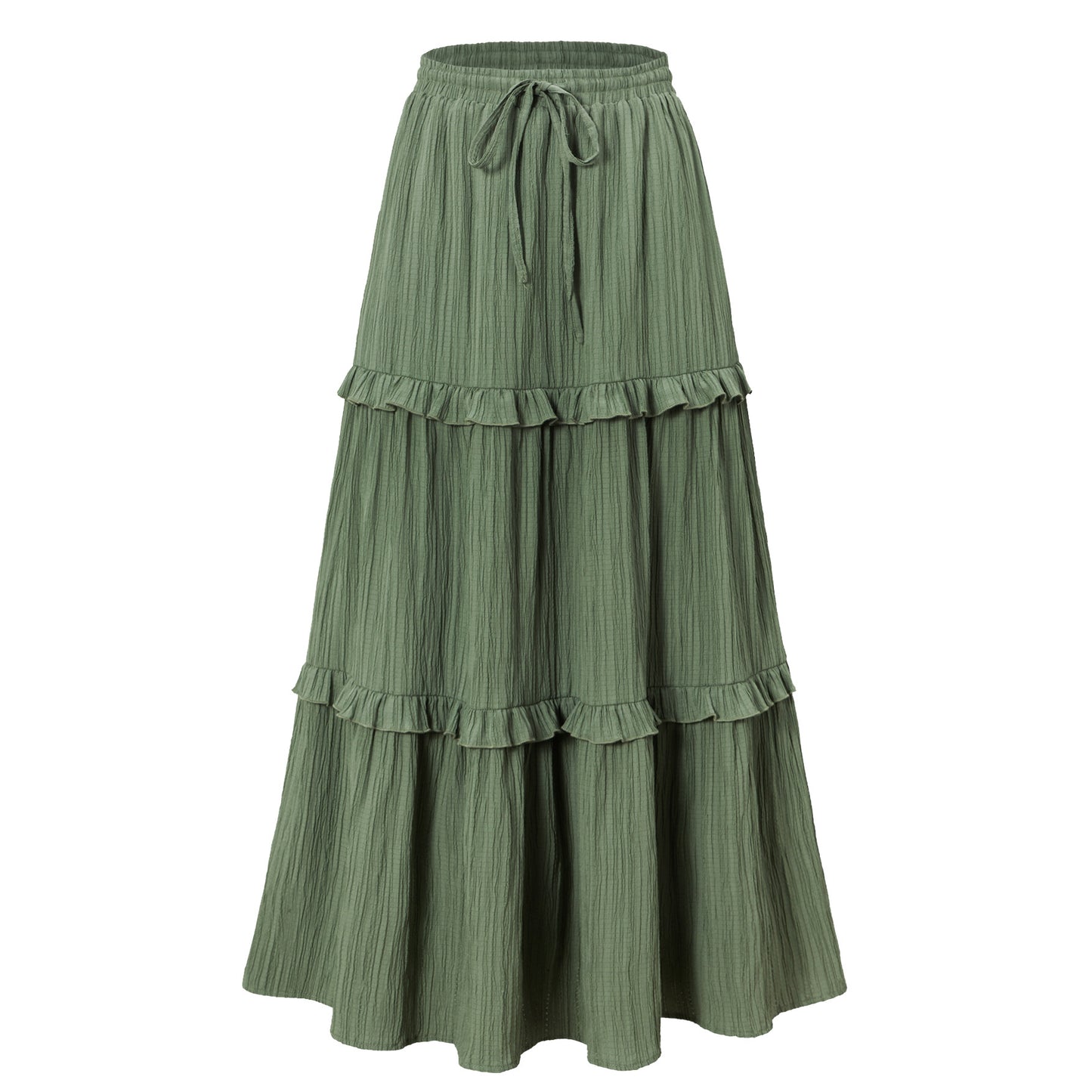 Drawstring Lace High Waist Elastic A- Skirt