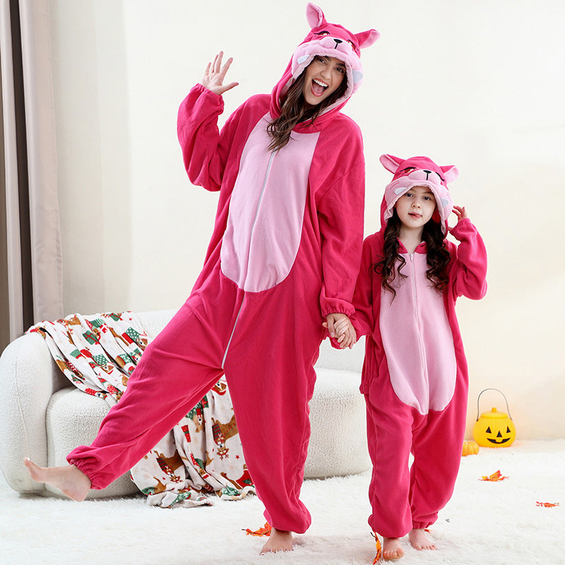 Cartoon Animal Shape Jumpsuit Polar Fleece Hooded Jumpsuit, Climbing Suit