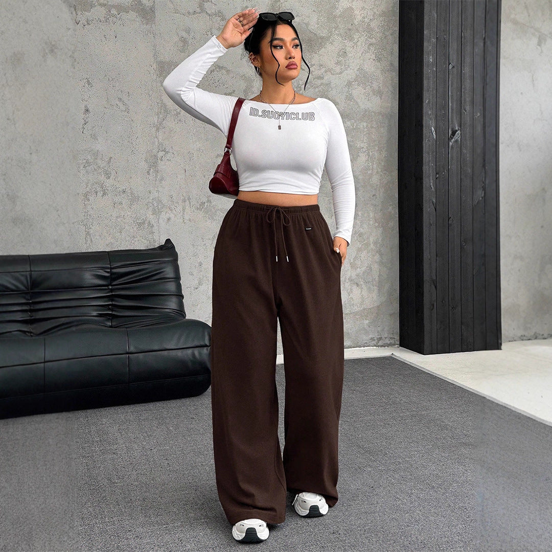 Women's Autumn Drawstring Waist Straight Loose Pants