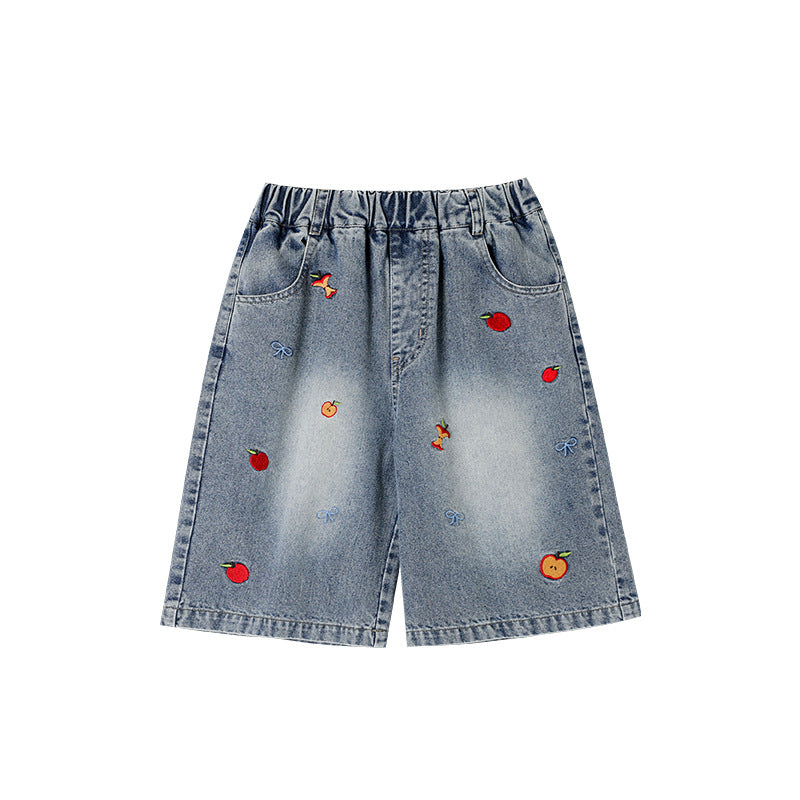 Children's Clothing Trousers Summer Embroidery Denim Shorts Children's Pants