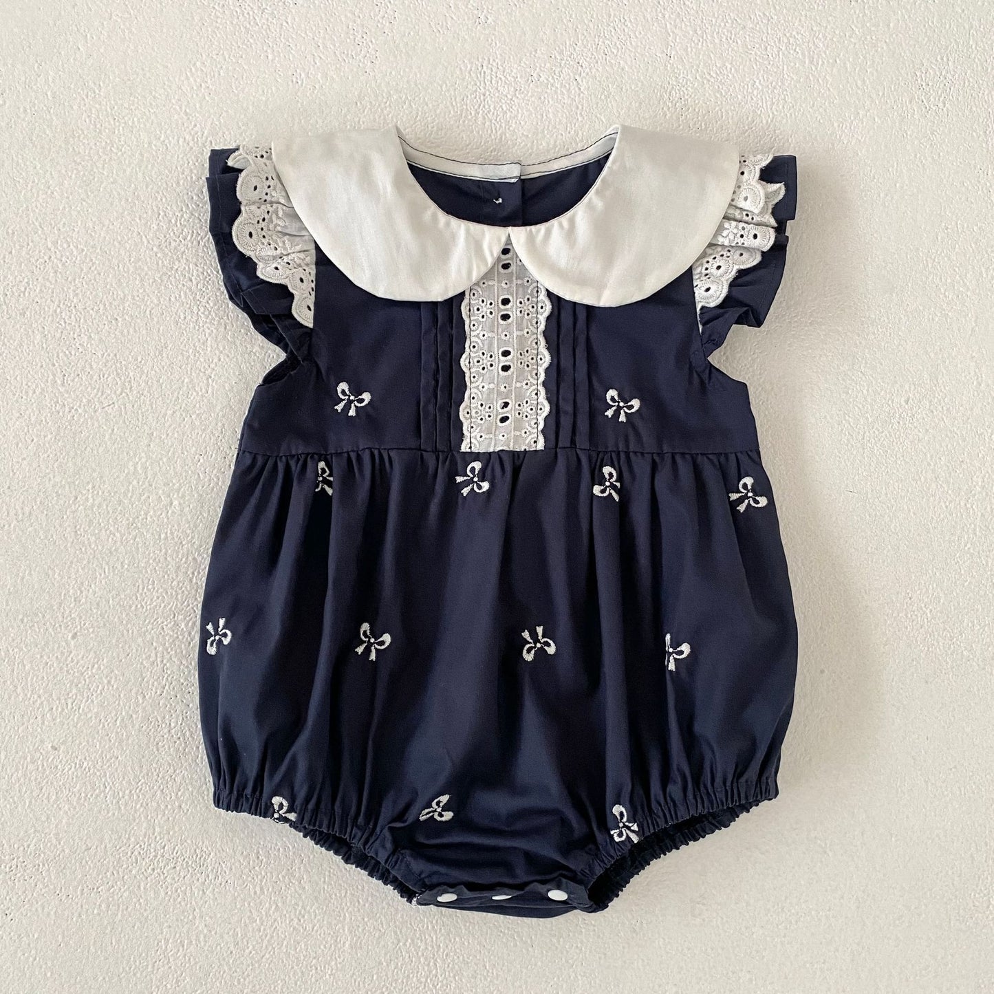 Bow Lace Flounced Sleeve Princess Romper Sisters Children's Dress