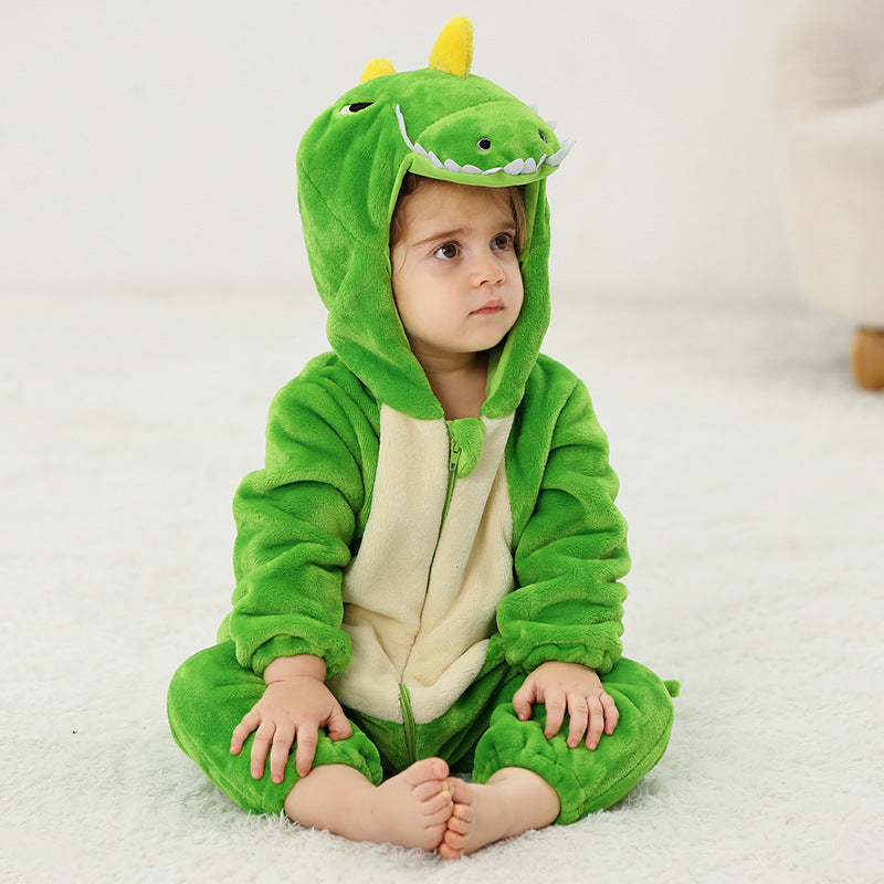 Children's Flannel Romper Pajamas Class Animal Jumpsuit Jumpsuit, Climbing Suit